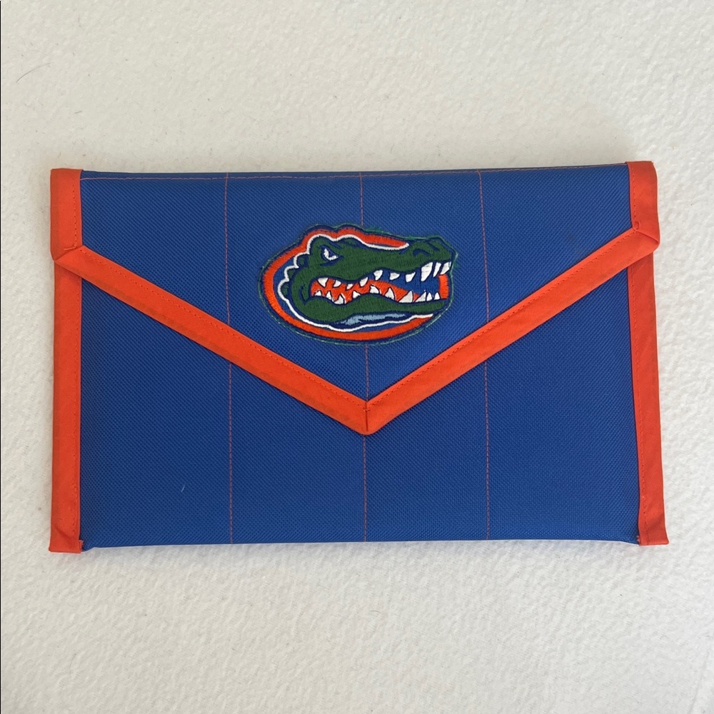 Blue and Orange Gator Clutch with Logo